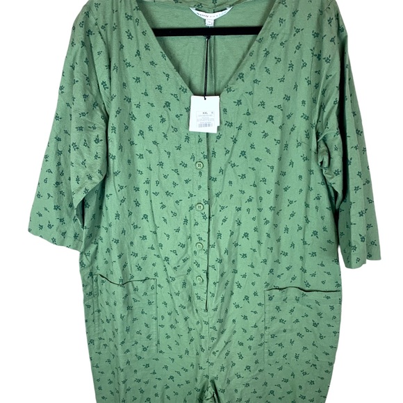 The Nines by Hatch Button Romper Jumpsuit Green Floral Maternity Size XXL - Picture 7 of 15